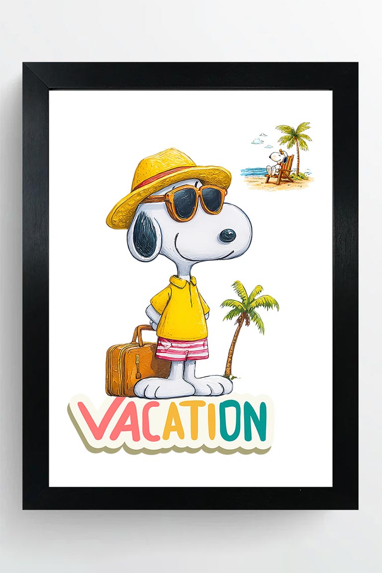 Dog Vacation Wall Art, Black Frame, Home Décor