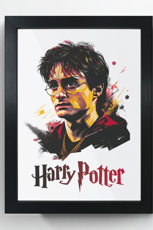 Harry Potter Artistic Portrait Wall Art, Black Frame, Fantasy Movie Theme Home Décor