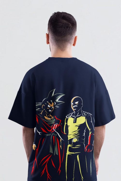 Goku x Saitama Oversized Anime T-Shirt | Ultimate Hero Duo Tee for Anime Fans